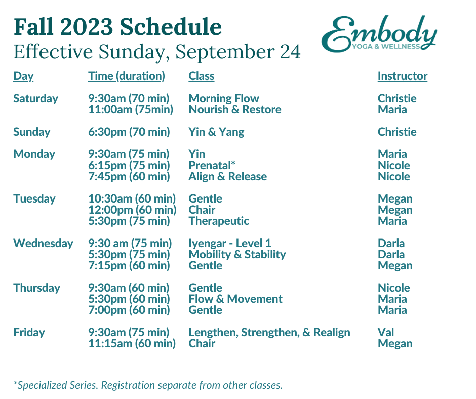Fall Schedule 2023