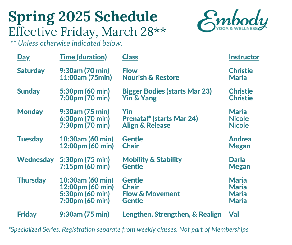 Schedule spring edit